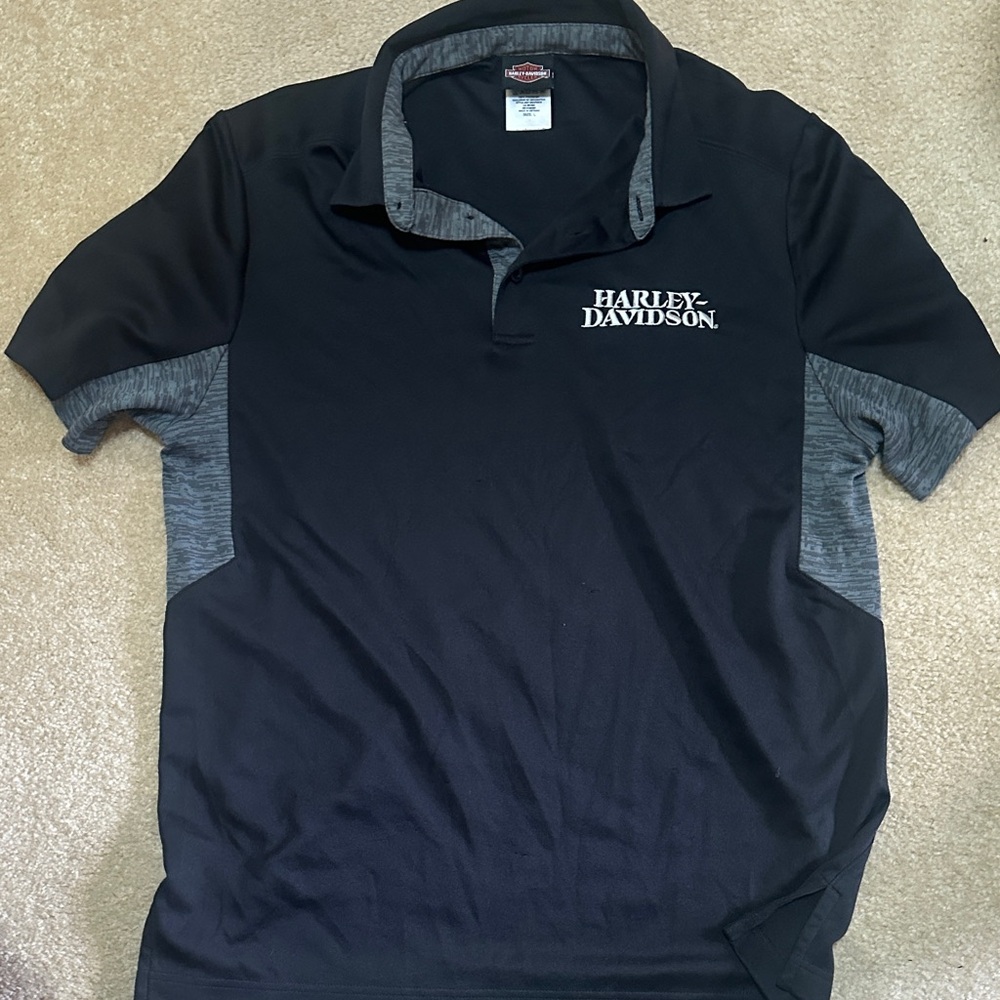 Harley-Davidson Black Polo with Heather Gray Accents